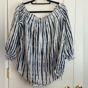 Polo by Ralph Lauren Navy and White Striped Blouse